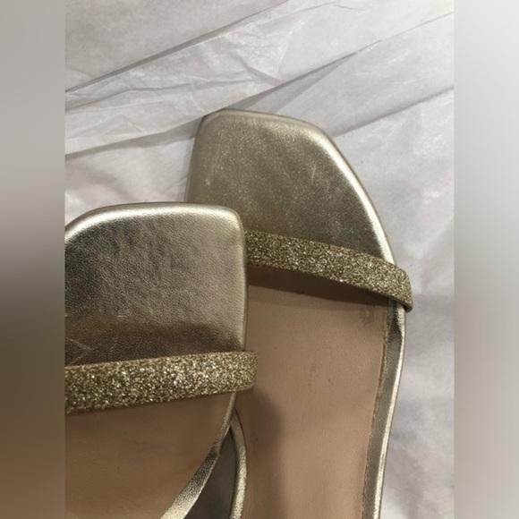 Stuart Weitzman Nudistcurve gold glitter shimmery anklestrap heels size 9.5 new - Picture 14 of 16